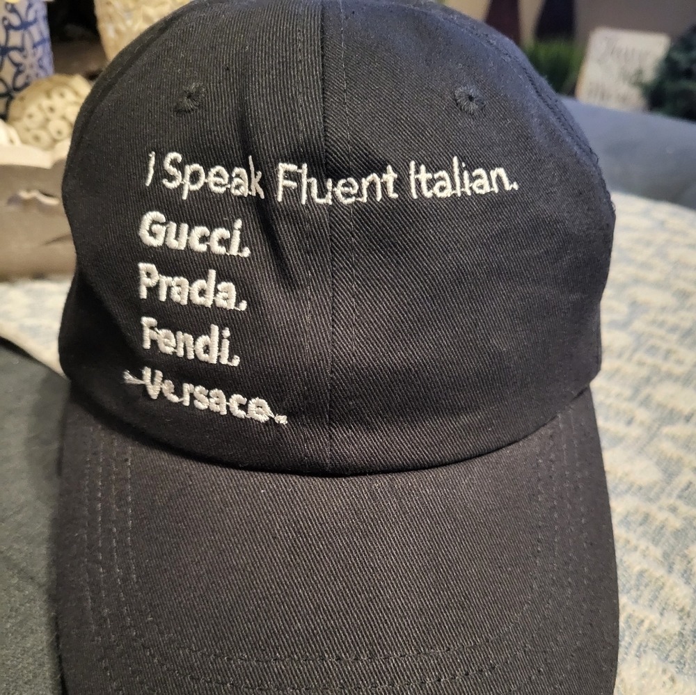 I Speak Fluent Italian - Gucci Prada Fendi Versace black ball cap
